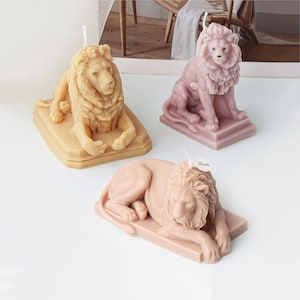 Lion King Statue Silicone Aroma Candle Mould Animal Sculpture Desktop Decoration Cement Plaster Mould
