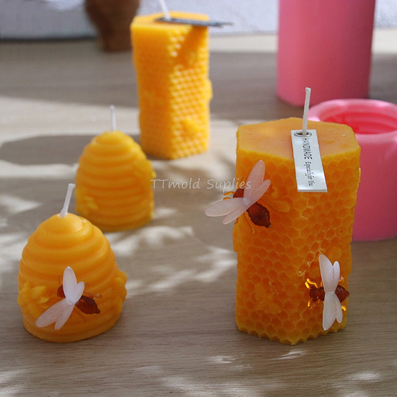 Candle Silicone Mold Bee Cylindrical Candle Mold Etsy