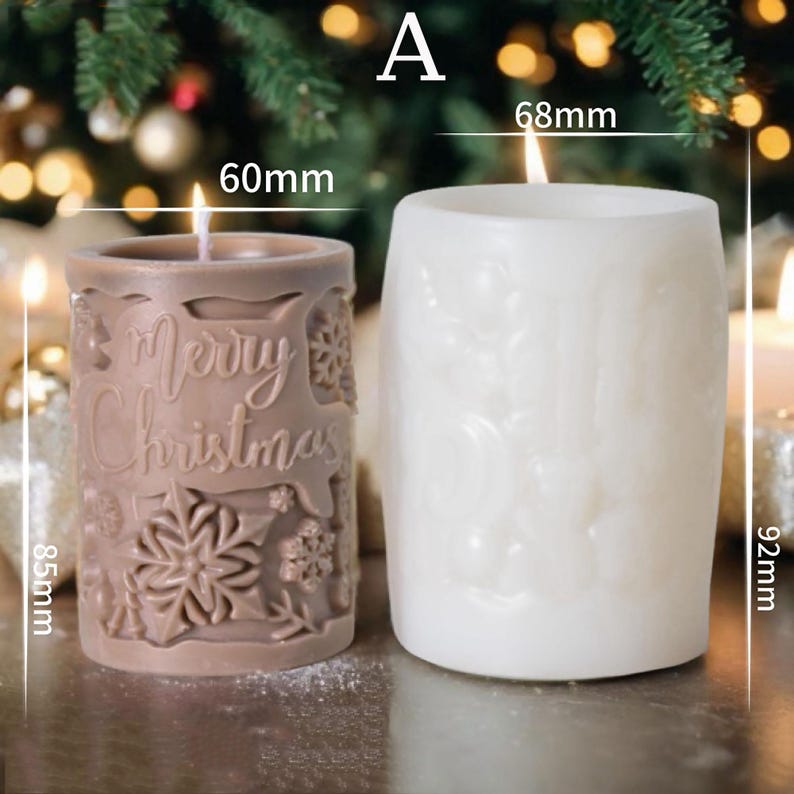 Christmas Blessing Slogan Cylinder Aromatherapy Candle Silicone Mold