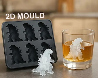 Creative 2D Dinosaur Godzilla Ice Cube Silicone Mold Cartoon Dinosaur Ice Box Ice Compartment Home Mould