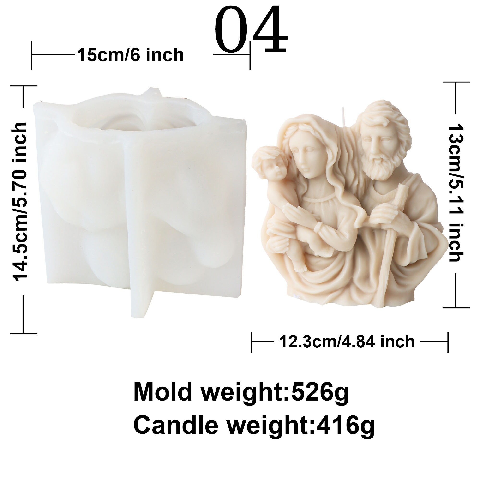 Silikonform Jungfrau Maria Göttin Für Kerzen, Seifen & Mehr – Lebensmittelecht, Flexibel, Hitzebeständig – 3,8x3,3x13 Cm