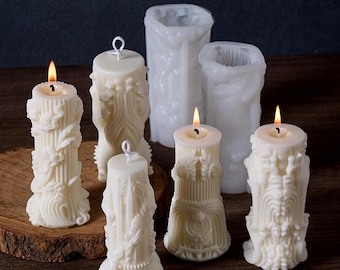 Relief Cylinder Candle Silicone Mold: DIY European  Candle Decor Indoor