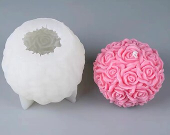 3D Rose Ball Silicone Mold, Candle, Soap, Chocolate (10x8.5cm)