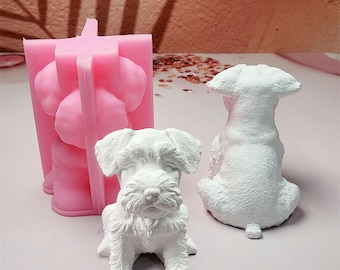Schnauzer Dog Aromatherapy Plaster Ornament Silicone Mold DIY Puppy Animal Home Candle Decoration Crafts Mold