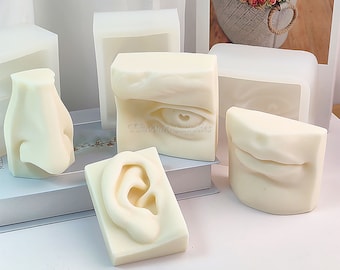 Three -dimensional Face Candle Silicone Mold, Eyes and Mouth Ears Plaster Mold, Organ Soap Mold
