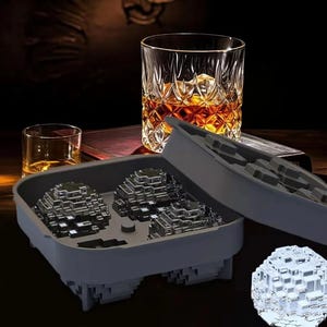 Creative Whiskey Rubik&#39;s Cube Ice Cube with Lid Silicone Ice Box Mold Reusable Bar Ice Cube Party Ice Making Box Ice Cube Mold