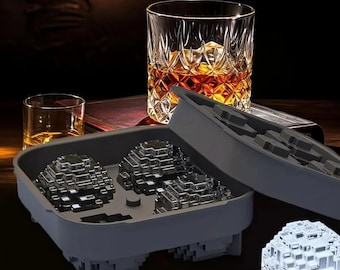 Whiskey Rubik's Cube Ice Cube Silicone Mold, Reusable Bar Party Ice Making Ice Box Mold