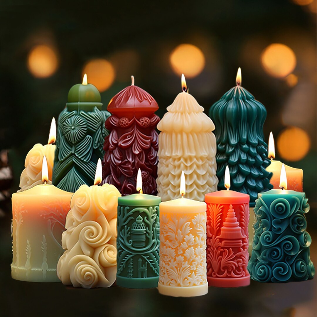 DIY Embossed Cylinder Aroma Candle Silicone Mold, Wave Curve Pattern ...