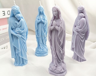 Virgin Mary Candle Silicone Mold, Jesus Catholic Gypsum Mold, Goddess Statue Decorative Mold