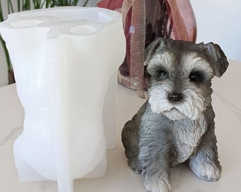 Schnauzer Puppy Aromatherapy Plaster Candle Mold DIY Cute Dog Pinch Pinch Silicone Mold
