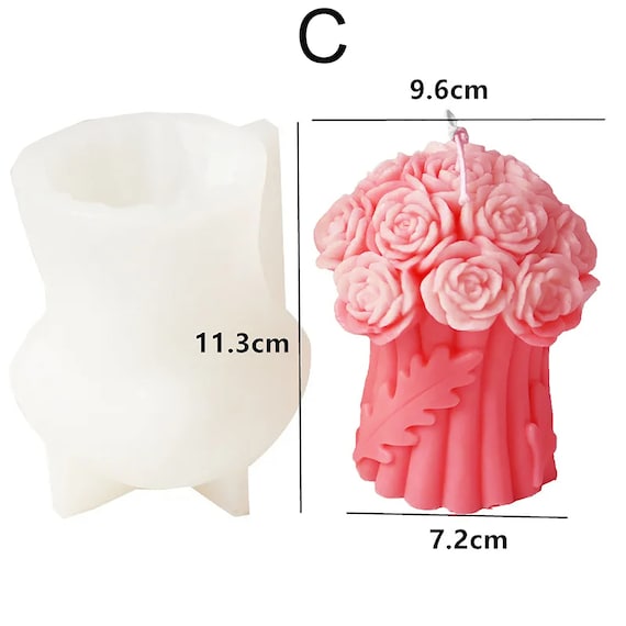 Stampo Per Candele A Forma Di Rosa In Silicone - 2 Pezzi, Per Candele, Sapone E Cioccolato Fai Da Te