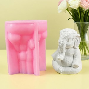 Thai Elephant Aroma Gypsum Silicone Mold : DIY Yoga Meditation Elephant Cement Home Decoration