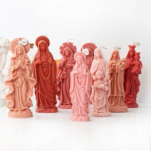 Escultura de diosa Virgen María, vela, molde de silicona, bricolaje, santos de oración, yeso, decoración del hogar, molde artesanal decorativo
