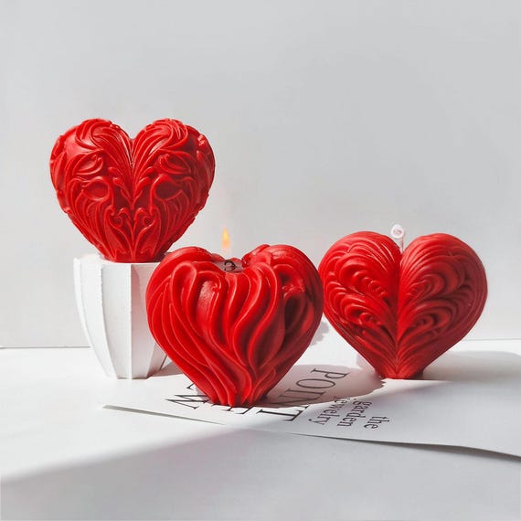 Stampo Per Candele A Forma Di Cuore In Silicone - 3D Per San Valentino | Per Candele, Sapone, Resina Fai-da-Te - Foto 6