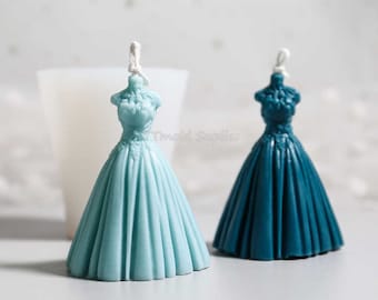 Wedding Dress  Aroma Candle Silicone Mold: DIY Bride Dresses Candle Gypsum Souvenir Gifts