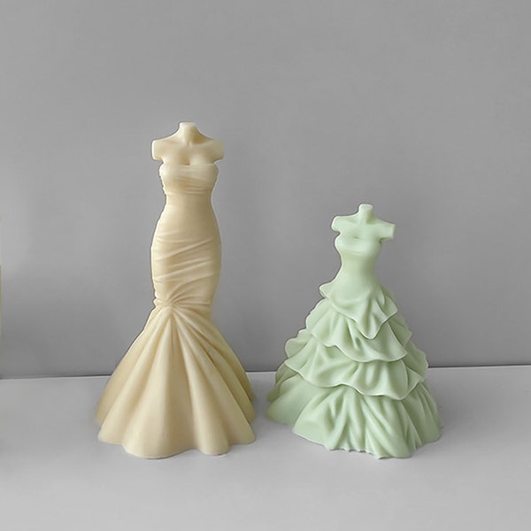 Wedding Dress Aroma Candle Chocolate Baking Silicone Mold ,Diy Handmade Wedding The Bride Plaster Aromatherapy Decoration Resin Mold