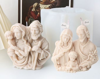 Catholique jésus notre-dame de la famille bougie moule en silicone bricolage statue de jésus artisanat décor à la maison moule en plâtre