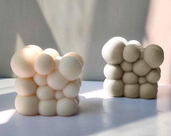 3D Bubble Ball Candle Silicone Mold: DIY Irregular Cube Candle Plaster Decor Indoor