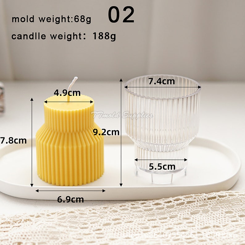 Geometrisk plastform med fintandad spetsig ljusform, tandad akrylform för ljus, cylindrisk bröllopsljusform 02 mold