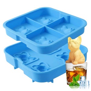Standing Bulldog Homemade Home Ice Cubes Silicone Mold With Lid Animal Ice Compartment Ice Box Whiskey Ice Mold