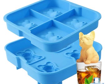 Standing Bulldog Homemade Home Ice Cubes Silicone Mold With Lid Animal Ice Compartment Ice Box Whiskey Ice Mold