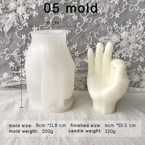 Medium Finger Finger Candle Silicone Mold, Ok Hand Gesture Plaster Mold, Victory Finger Cement Mold 06 mold