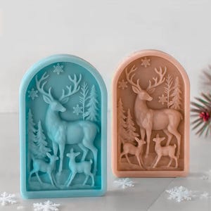 Elk Door Frame Silicone Candle Mold: DIY Christmas Casting Supplies