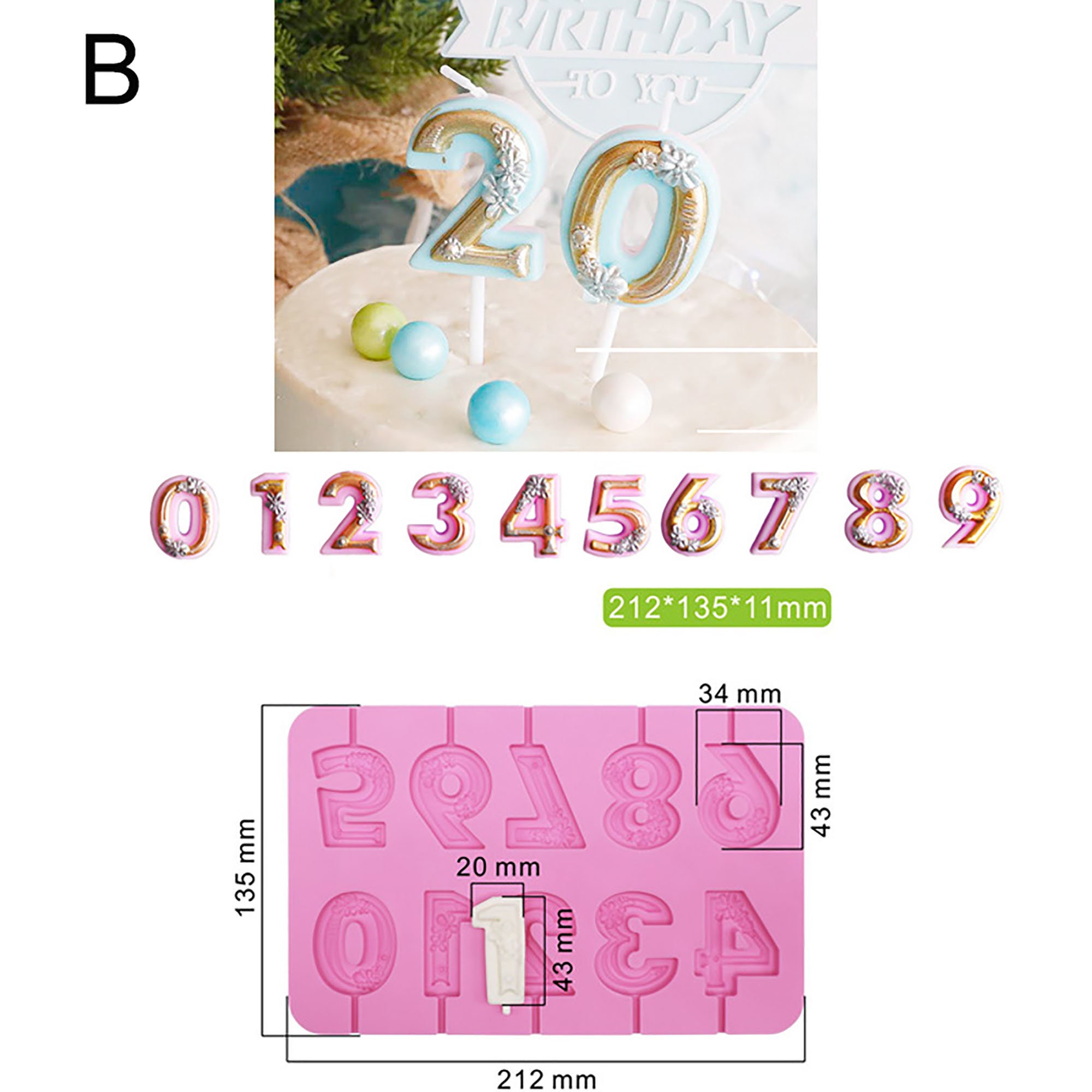 Molde De Silicona Para Velas, 1-4 Números, Molde De Silicona, Moldes De Silicona, Portavelas, Números, Forma De Vela, Hormigón, Silicona, Portavelas, Molde De Fundición, Soporte Para Velas 3D, Molde