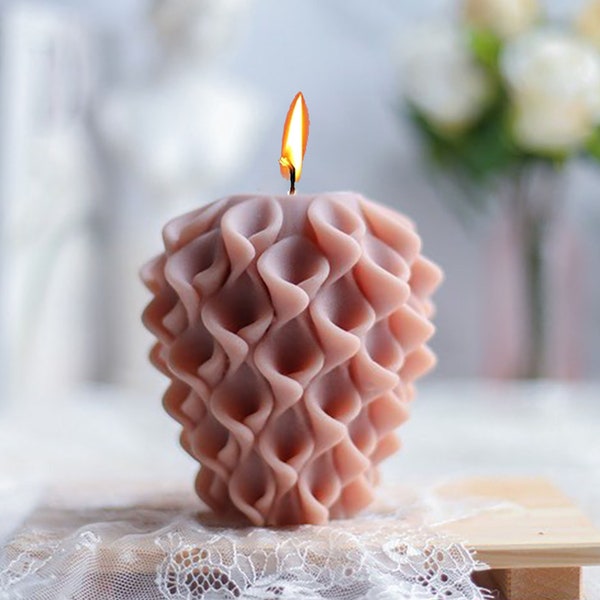 Geometric Swirl Candle Silicone Mold, Spiral Ball Plaster Ornament Mold, Petunia Soap Mold