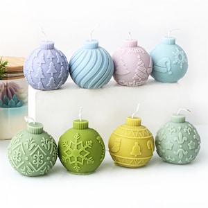 Christmas Tree Bell Ball Aromatherapy Candle Mold Relief Snowflake Christmas Ball Resin Plaster Decoration Ornament Mold