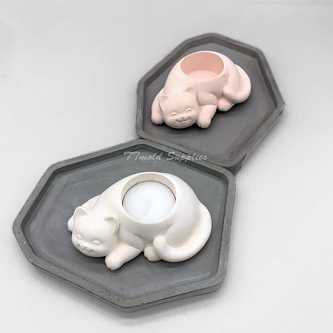 Cat Candle Holder Silicone Mold Small Animal Cement Candle Etsy