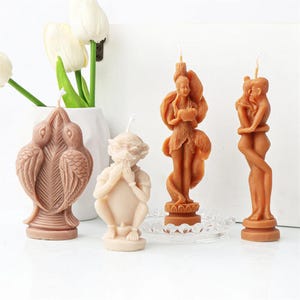 Embrace Male and Female Silicone Candle Mould: DIY Nine-Tailed Fox Ritual Candle Ornaments
