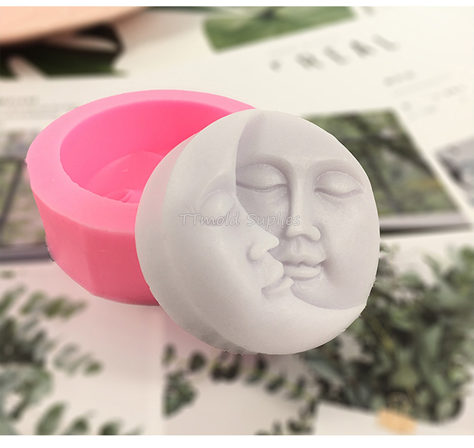 Moon Face Handmade Soap Silicone Mold DLY Half Moon Essential Etsy