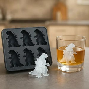 Molde de silicona para cubitos de hielo con forma de dinosaurio Godzilla, creativo, con forma de dinosaurio de dibujos animados, para el hogar