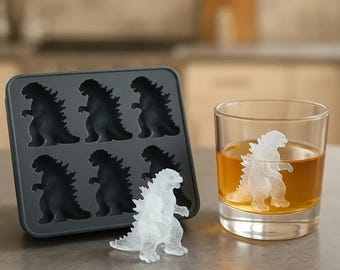 Molde de silicona para cubitos de hielo con forma de dinosaurio Godzilla, creativo, con forma de dinosaurio de dibujos animados, para el hogar