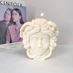 Medusa Bust Candle Silicone Mold, Greek Sculpture Body Chocolate Cake Mold,Snake Hair Female Figure Plaster Mould