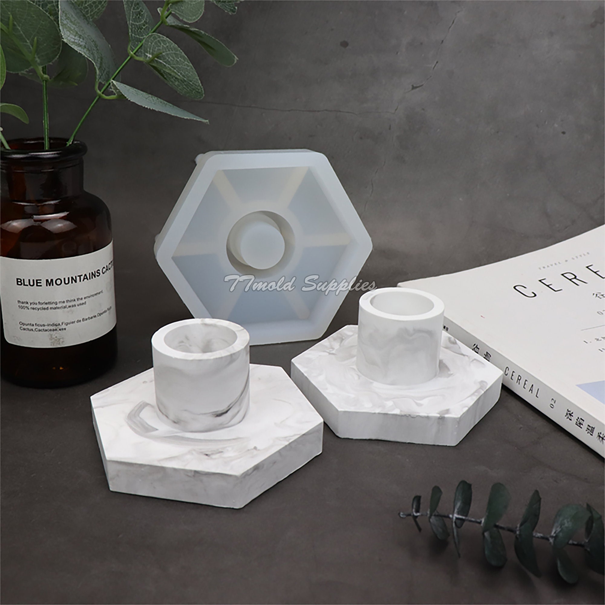 Hexagon Candle Candlestick Silicone Mold Long Candle Base Etsy