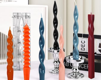 Molde acrílico para velas de pilar retorcidas con forma de espiral Molde de plástico para velas con forma geométrica giratoria
