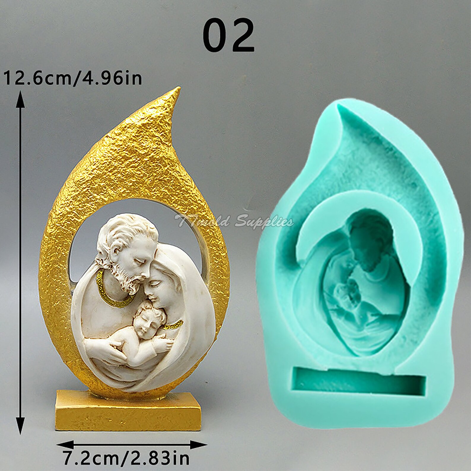 Virgin Mary & Jesus Statue Cement Mold Christian Ornaments Etsy