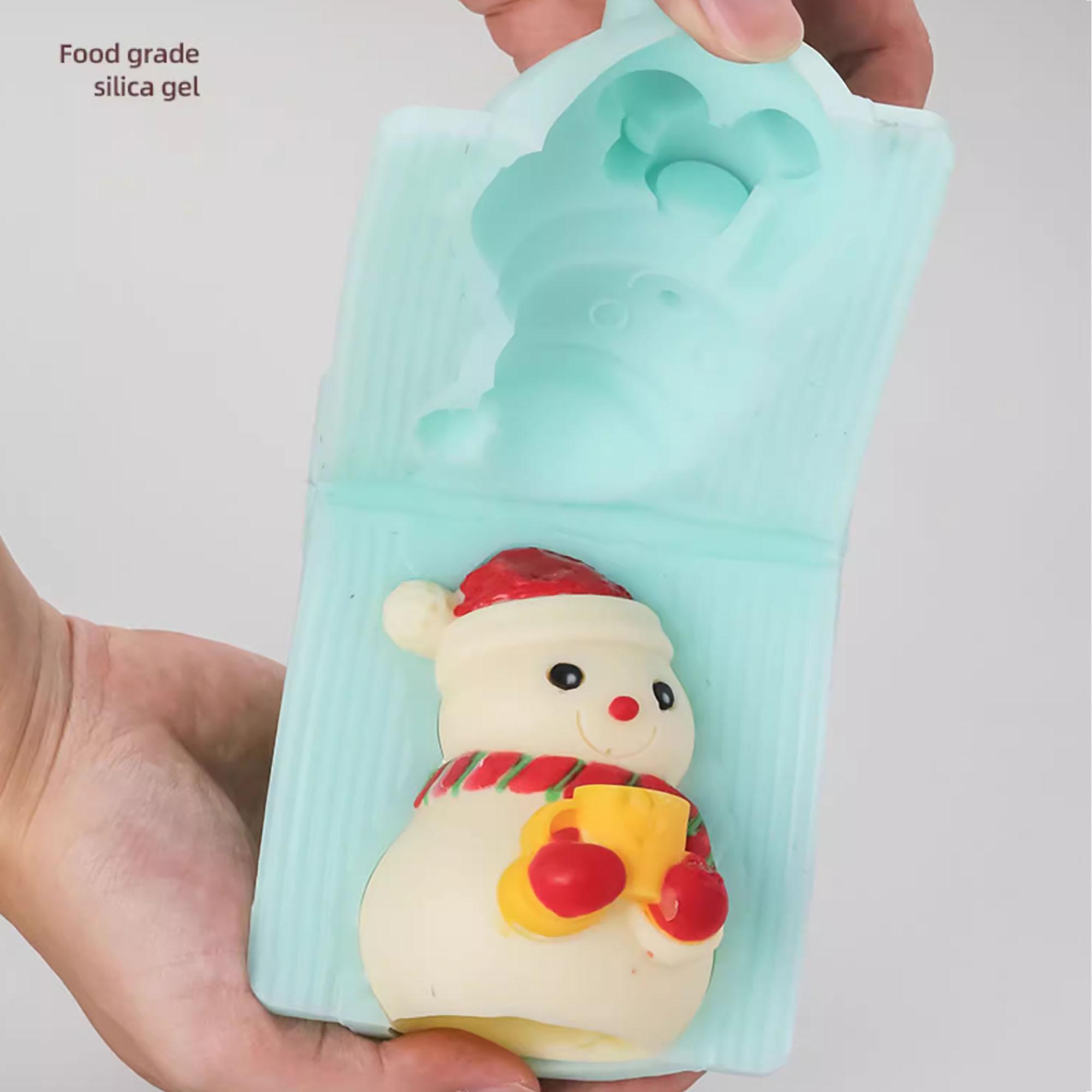 2 stuks kerst siliconen mal, kerst chocolade mallen, kerstman sneeuwpop siliconen mal voor taart decoratie, Kerstmis non-stick snoep mal, Xmas Candy Mold (M