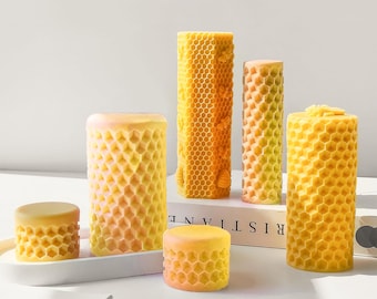 Honeycomb Pillar Aromatherapy Candle Silicone Mould Diy Honeycomb Cylinder Home Aromatherapy Plaster Ornament Mould