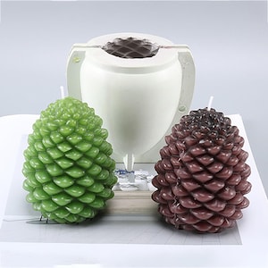 Molde de silicona para vela perfumada con forma de piña navideña 3D para decoración de velas navideñas y fiestas.