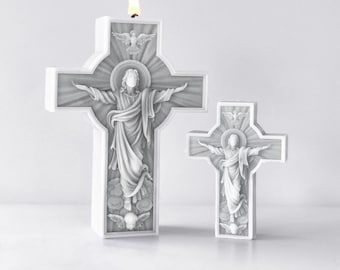 Molde de silicona para velas aromáticas con forma de cruz de Jesús, molde para manualidades de yeso con forma de cruz de Halloween
