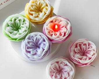 Austin Rose Candle Silicone Mold, Rose Flower Penoy Flower Soap Mold, Carnation Flower Chocolate Mold
