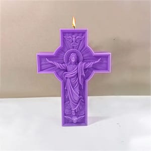 Jesus Cross Statue Silicone Candle Mold DIY Mythological Figure Sculpture Resin Gypsum Mould Home Decor Mold