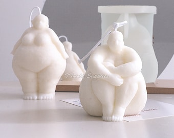 Fat Woman Fat Man  Candle Silicone Mold, Abstract Geometric Human Body Cement Mold, Portrait Epoxy Resin Mold