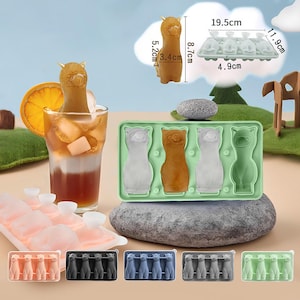 4 Cavities Alpaca Home Ice Compartment Ice Box Silicone Molds Animal Ice Cream Ice Ball Ice Cube Mold