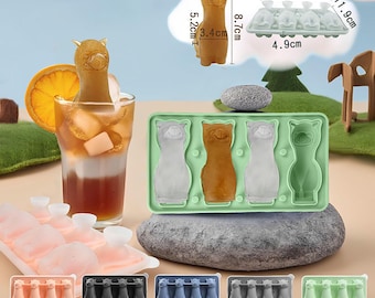4 Cavities Alpaca Home Ice Compartment Ice Box Silicone Molds Animal Ice Cream Ice Ball Ice Cube Mold