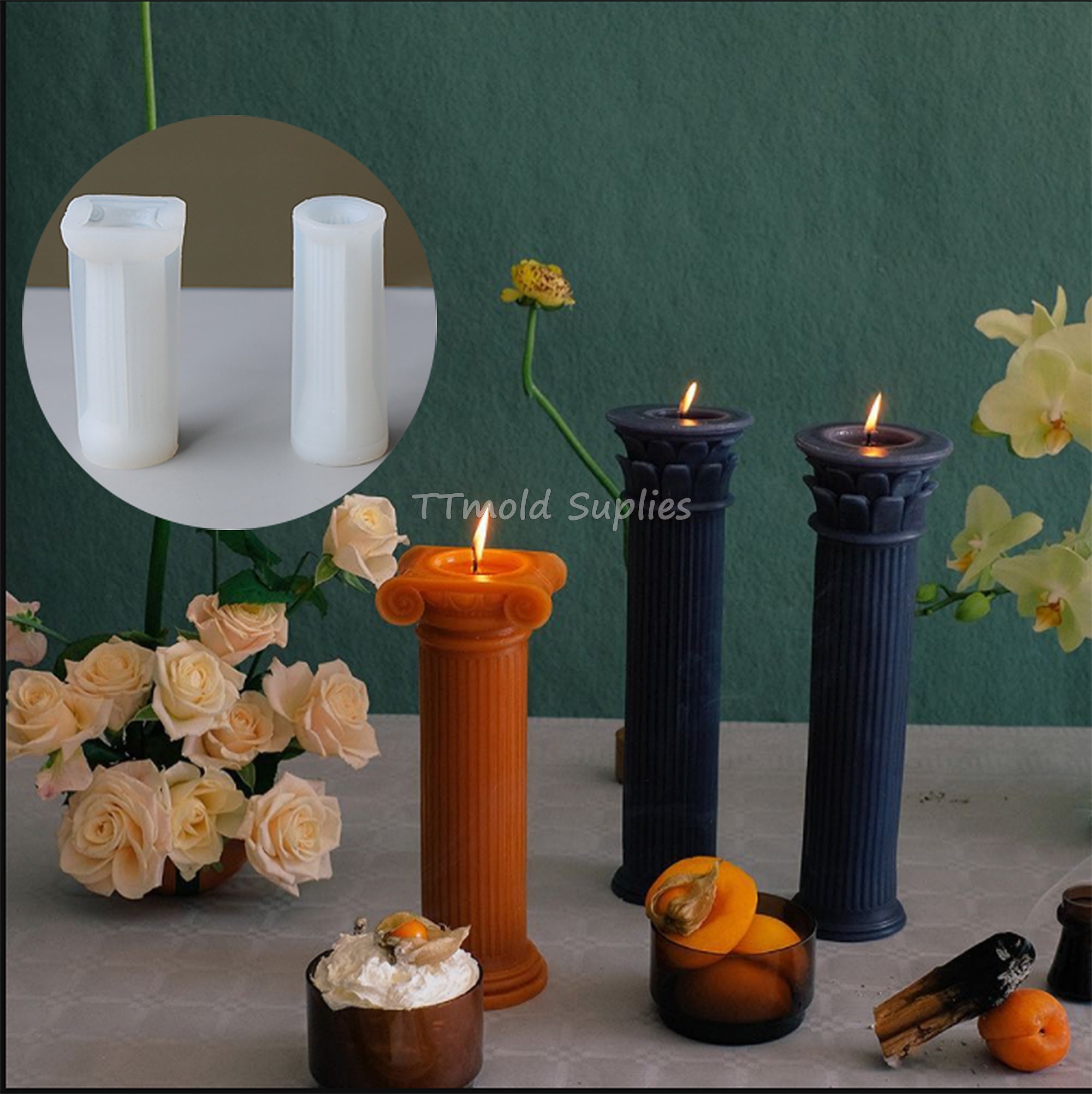 Roman Pillar Candle Silicone Mold European Architectural Etsy