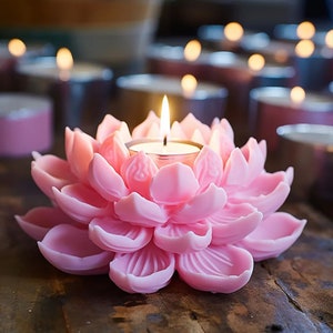 3D Lotus Shaped Candle Silicone Mold Lotus Chocolate Cake Decor Mold Flower Peony Gypsum Soap Mold